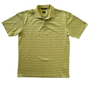 Tiger Woods Nike Fit Dry Large‎ Green Striped Short Sleeve Men's Golf Polo Shirt